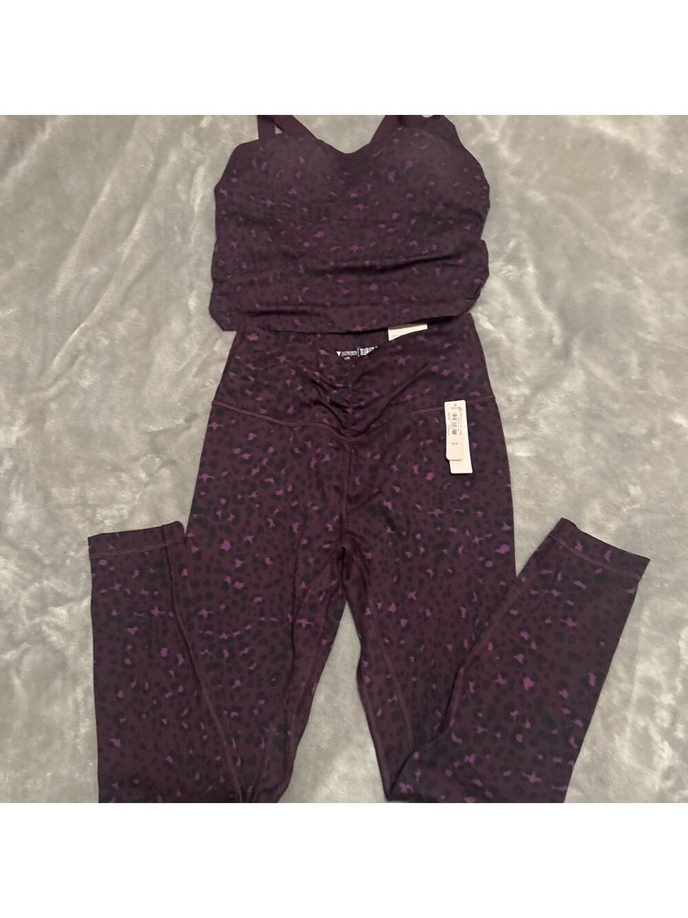 Women's Victoria's Secret Purple Black Leopard Print Leggings S